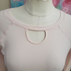 CALIA by Carrie Underwood Pale Pink Long Sleeve Top with Round Keyhole